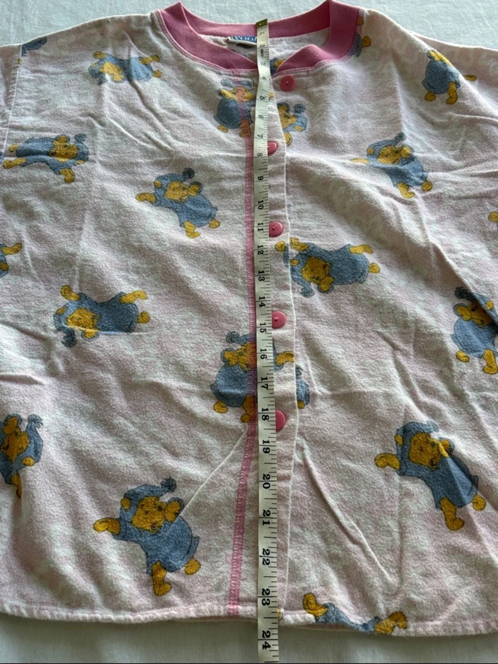VTG Pooh Disney Pink Pajama Set - Soft Button-Up Top & Pants 100% Cotton - Picture 12 of 12